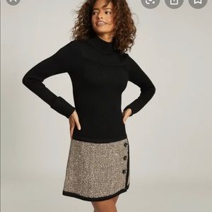 Reiss Black Sweater Dress with Tweed Skirt
